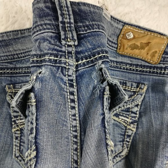 Silver Womens Jeans Suki Surplus Boot Cut Blue Denim Stone Wash Flap Pocket 28 - Picture 8 of 15